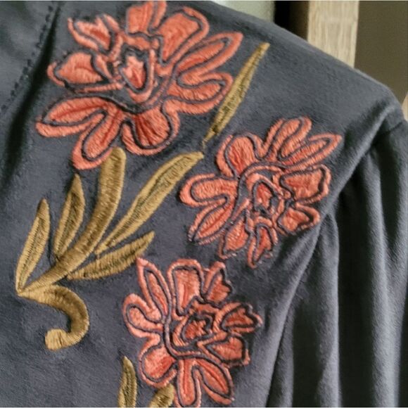 THML Gray Faux Suede Boho Dress with Floral Embroidery Medium - Picture 6 of 14